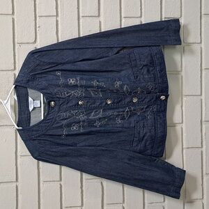 Koret City Blues Embroidered Blue Jean Jacket W/Pockets. Size 10 Petite